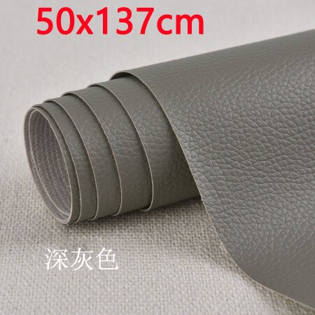 Parche de tela de cuero sintético para reparación de sofá, Pegatina autoadhesiva sin planchado, parches de tela de cuero para álbum de recortes, 50x137cm: 50x137 dark gray