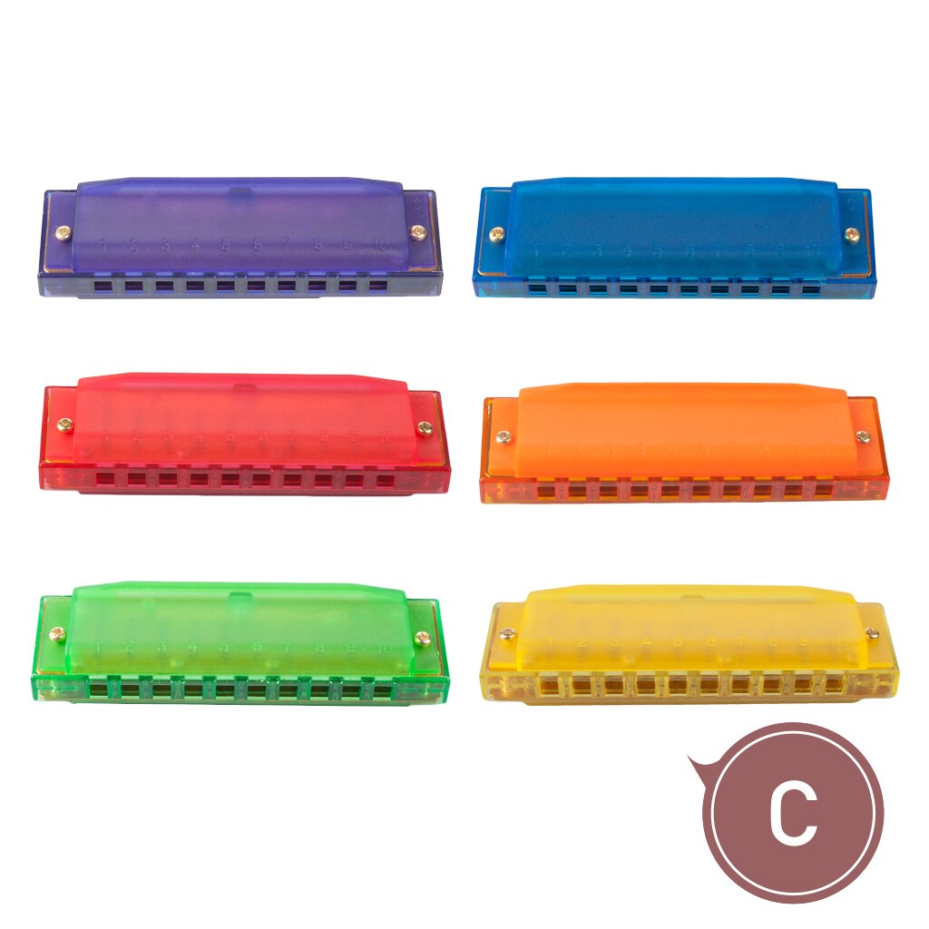 LOMMI Folkmaster Blues Harmonica Standard C Key 10-Hole 20 Tones Diatonic Blues Gaita Harmonica For Beginner Colorful Harmonica