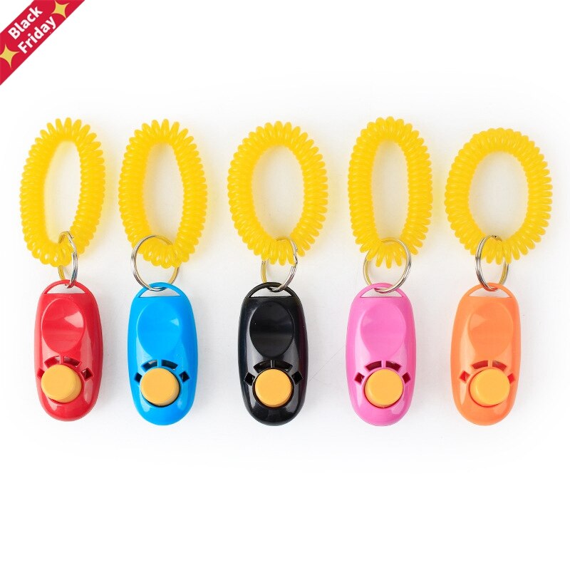 1Pc Pets Cat Dog Training Clicker Adjustable Wrist Strap Cat Dog Plastic Click Trainer Aid To Sound Key Chain Clicker