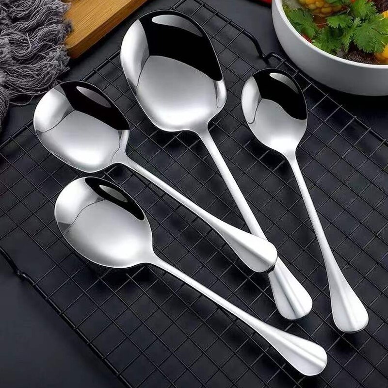 Kitchen Dinner Dish Public Spoon Soup Restaurant Large Stainless Steel Distributing Spoon Buffet Serving Spoon