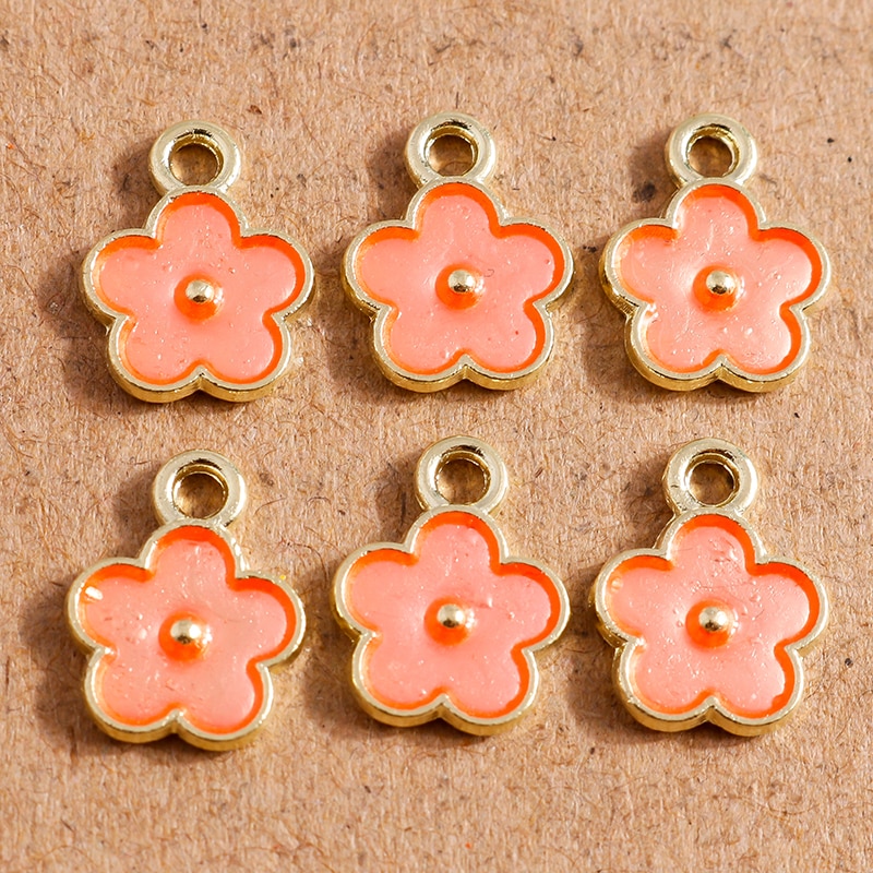 10Pcs 9*12Mm Lichtmetalen Enamel Leuke Bloem Bedels Voor Sieraden Maken Diy Handgemaakte Vrouwen Oorbellen Hangers kettingen Accessoires: Pink Color