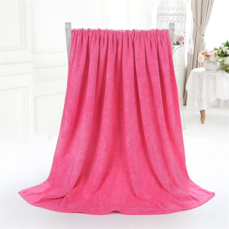 Toalla de baño de microfibra de 17 colores, toalla de playa 140*70cm 310g supersuave, lisa, para gimnasio, de secado rápido, para baño de adultos.: Rosa oscuro