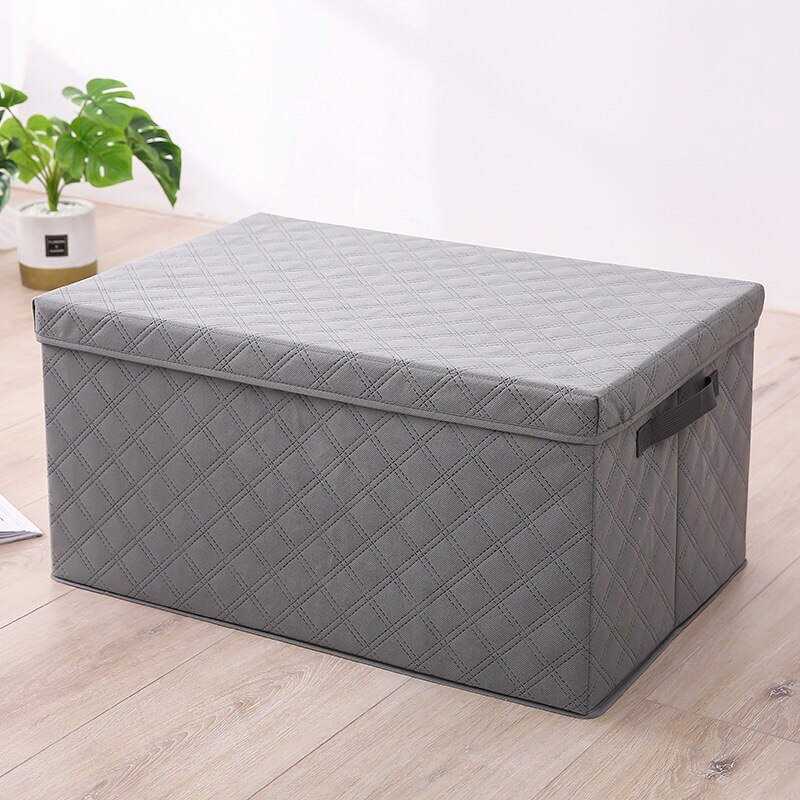 4 sizes clothes Storage Box With Cap Clothes Socks Toy books Sundries Oraganier Household clothes storage box Bins/organizer: 60x40x30cm / Light Grey