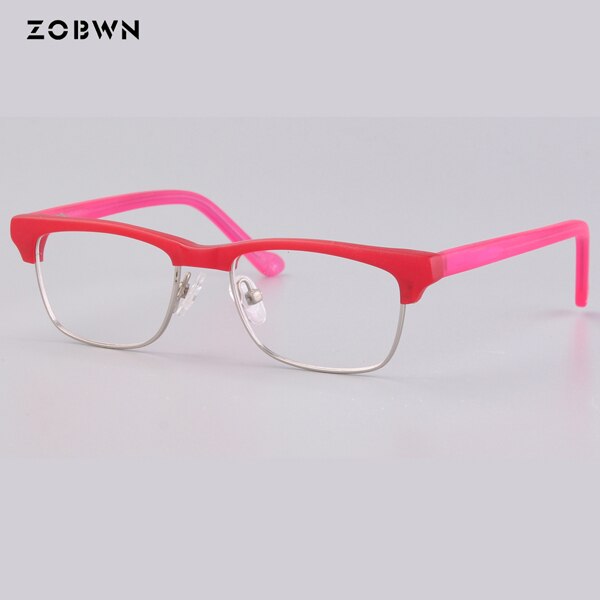 Kids prescription eyeglasses pink green optical frames full metal &amp; handmade children glasses boy girl blue light blocking glass: X11531-C4