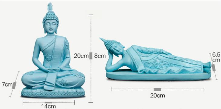 [vip] thailand blå buddha statue ornamenter indisk buddha skulptur feng shui harpiks tilbehør til hjemmedekorasjon