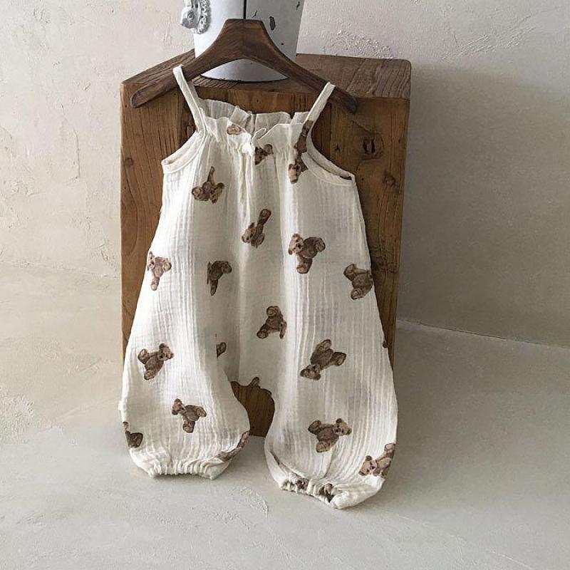 Lente Zomer Baby Beer Overalls Katoen Peuter Jongens Riem Broek Kinderen Jumpsuit Cute Bear Print Baby Meisje Broek