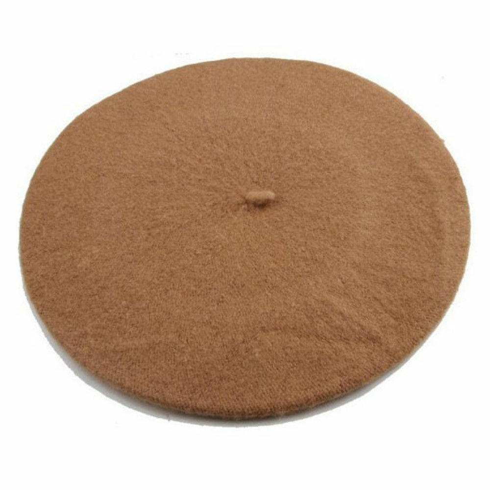 Fransk stil slouchy ull filt beret kvinner britiske chic jenter beret lue dame ensfarget vinter hatter kvinner: Khaki