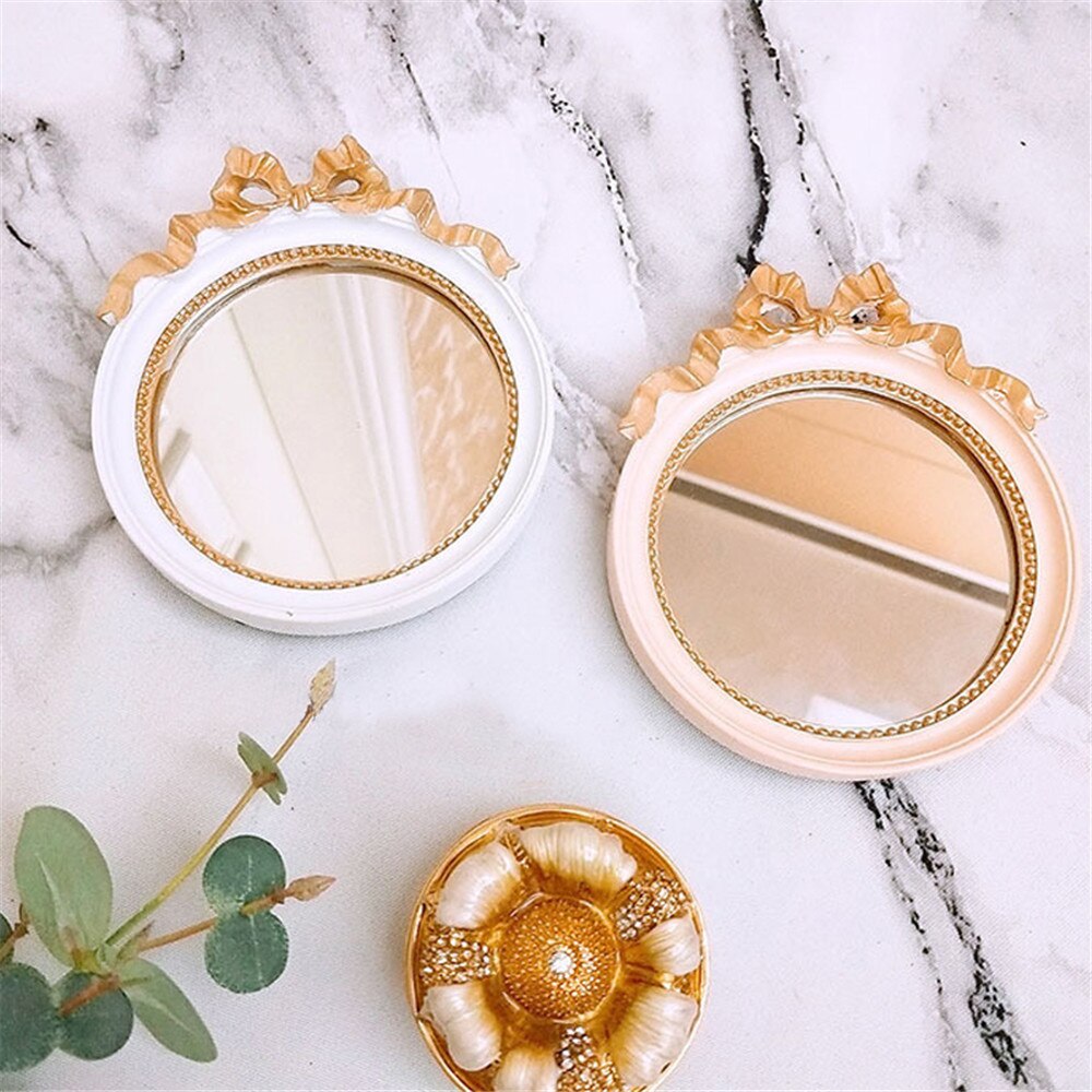 Europæisk vintage mini kagebakker harpiks glas spejl tallerken guld/pink/hvid rolig makeup candy bar dekoration kage værktøj