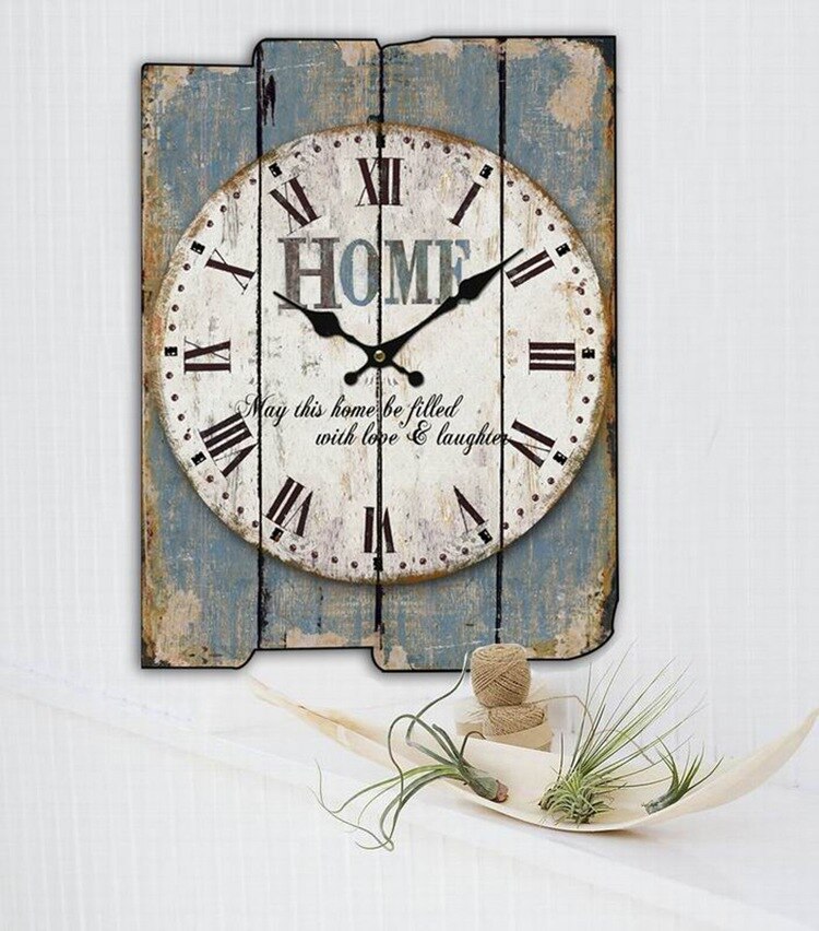 Reloj de pared cuadrado grande, de madera, Retro, , Vintage, decoración para el hogar, reloj de pared silencioso, Orologio Da Parete D079: A-100