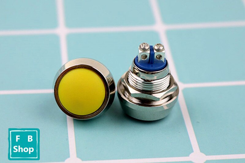 12mm 1NO momentary reset screw terminal metal push botton waterproof nickel plated brass domed push button switch