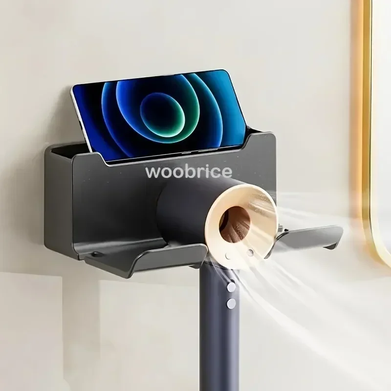 Estante para secador de baño, estantes de pared, soporte para secador de pelo, caja organizadora para ducha, soporte para soplador de inodoro, artículos de baño