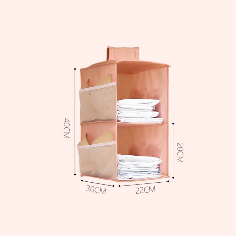Multifunction Hanging Storage Bag for Cloth Wardrobe Hangers Clothes Organizer Storage Underwear Bag Room Organizer: Pink-2