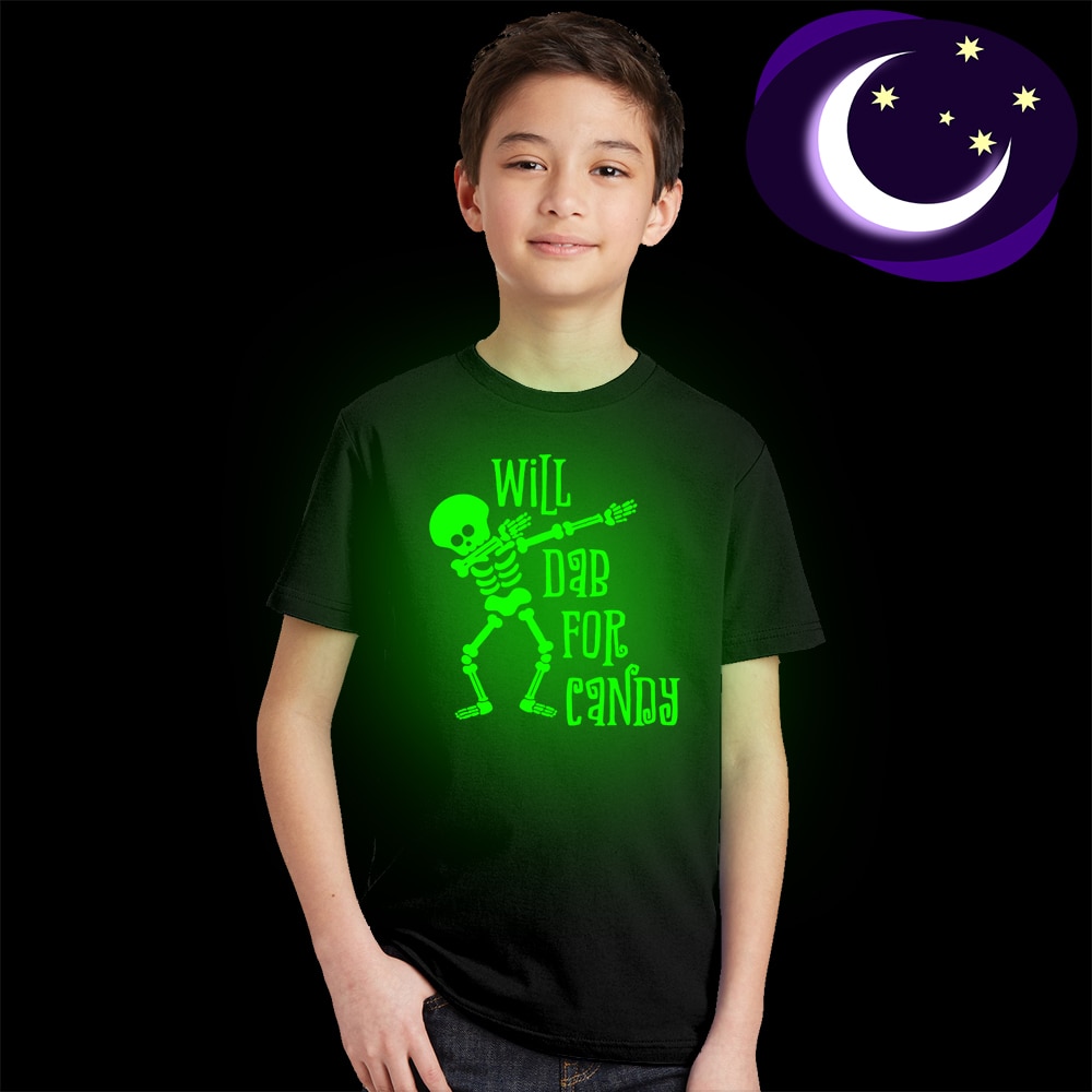 Zal Dab Voor Snoep Funny Kids Halloween Lichtgevende T-shirt Kinderen Korte Mouw Noctilucent T-shirts Peuter Glow In Dark Tees