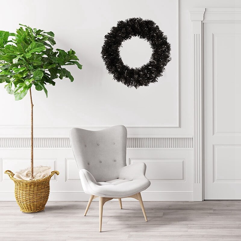 Pine Wreath Black Wreath Garland for Front Door Window Fireplace Christmas Decoration