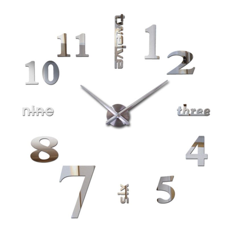 De pared grande reloj 3D DIY de aguja relojes espejo de acrílico relojes adhesivos sala de decoración del hogar, Europa horloge