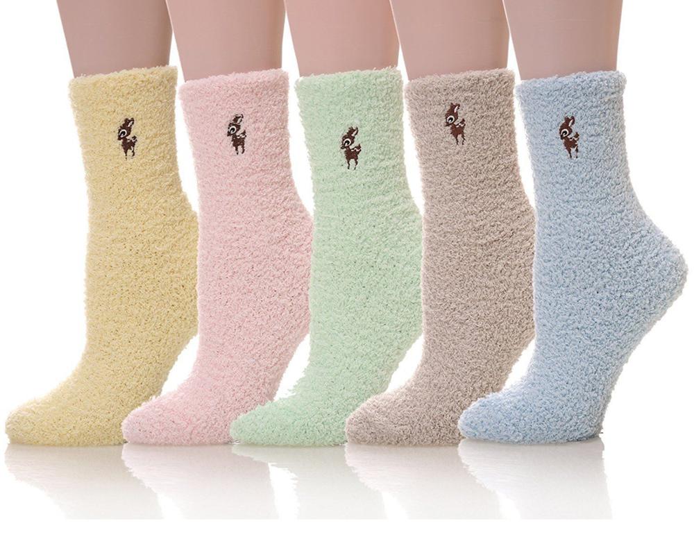 5 paar Süssigkeit Warme Dame Herz Nette Winter Kawaii Dicken lässig Frauen Socken verschwommen flauschige warm Socken Kurze Nette Baumwolle socken Weibliche: 5 Paare niedlich Hirsch