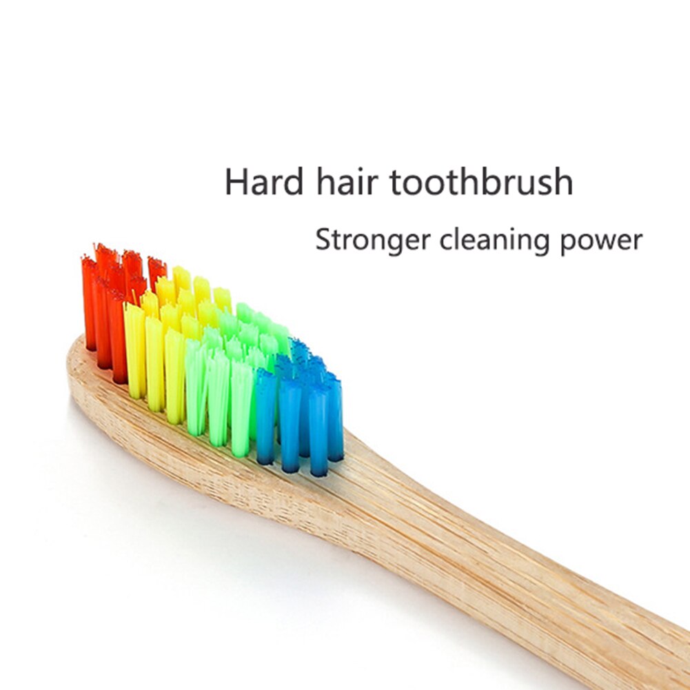 12pcs Natural Bamboo Handle hard Toothbrush Oral Care Eco-friendly Tooth Teeth Rainbow Bristles Brushes Travel Toothbrush