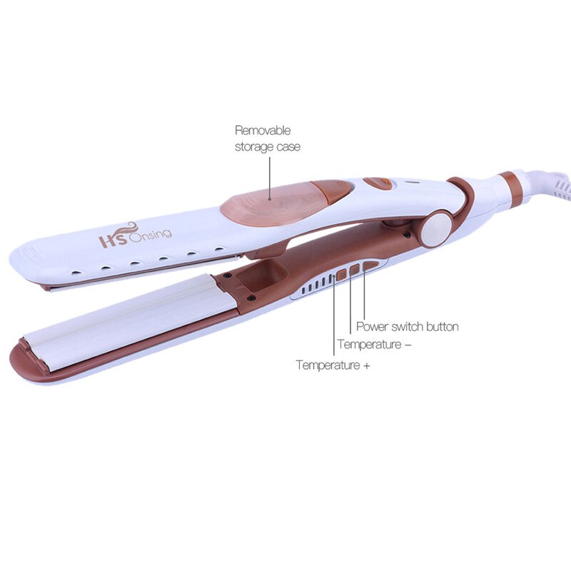 2 In 1 Ceramic Steam Straightening Iron Brush Curling LED Display Hair Straightener Temperature Control Flat Iron Hair Styler