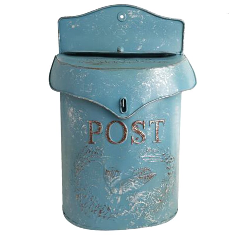 Buzón de hierro Retro, caja de sujección sellada, buzón para periódicos, decoración de jardín de boda, buzón de correos para el hogar: Blue