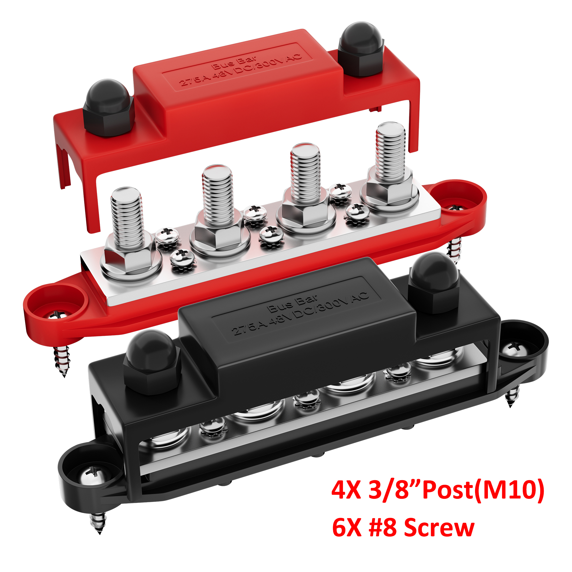 DaierTek-Bus Bar, Distribuição de Energia Bloco, Car Audio Barramento, positivo Bateria Terminal Stud, 275A, 12V, 6x5 16 "(M8): Marfim