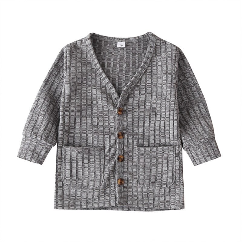 0-3 ans unisexe bébé garçons fille Cardigan hauts printemps automne bébé garçons veste solide filles manteau vêtements d'extérieur enfant en bas âge tricoté Cardigan: Gris / 12M