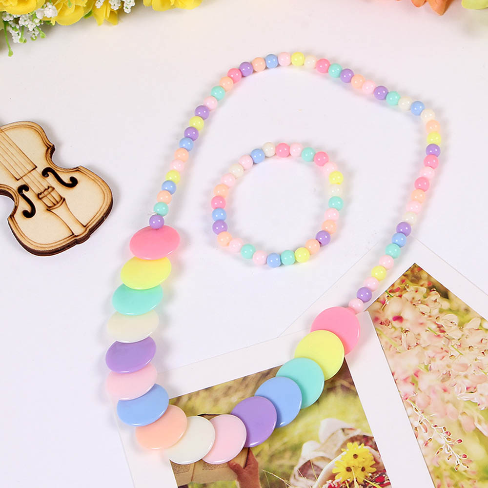 Nouvelle belle fille enfants soleil fleur collier Bracelet Earclip Imitation perles fleur enfants ensembles accessoires