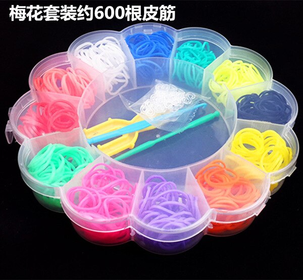Vävband gummiband armband för barn eller hår färgglada gummi vävstol band gör vävda armband diy leksaker jul: Röd
