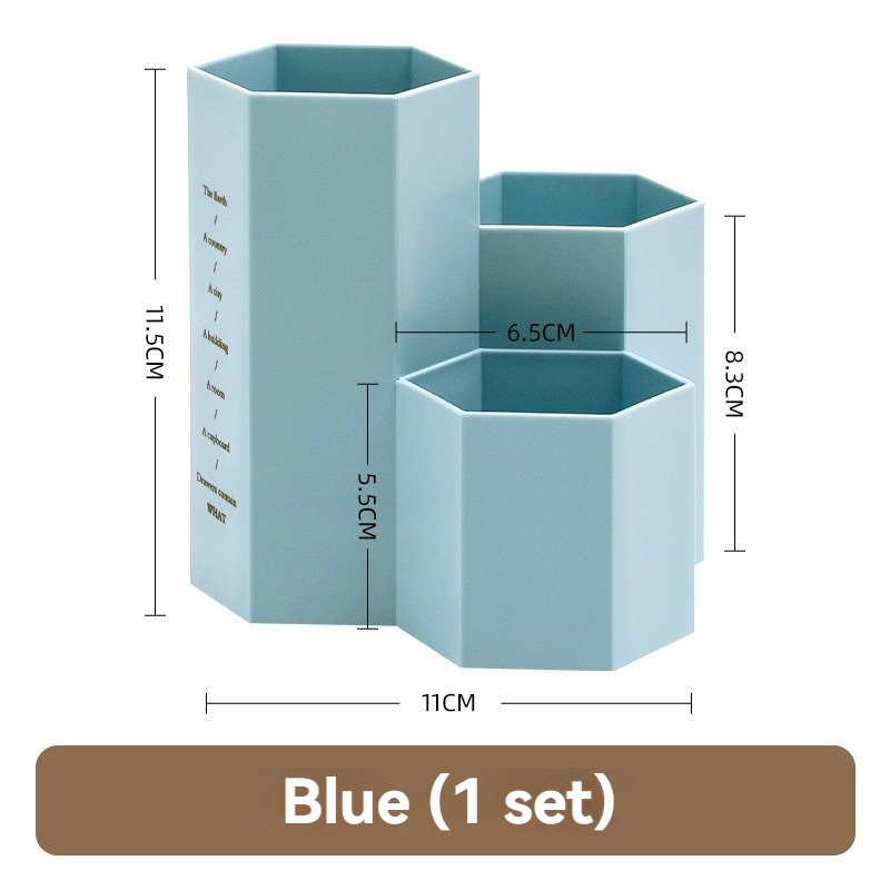 1 porte-stylo hexagonal régulier, boîte de rangement en plastique ins de grande valeur, support de rangement pour stylos marqueurs de grande capacité.: Rose