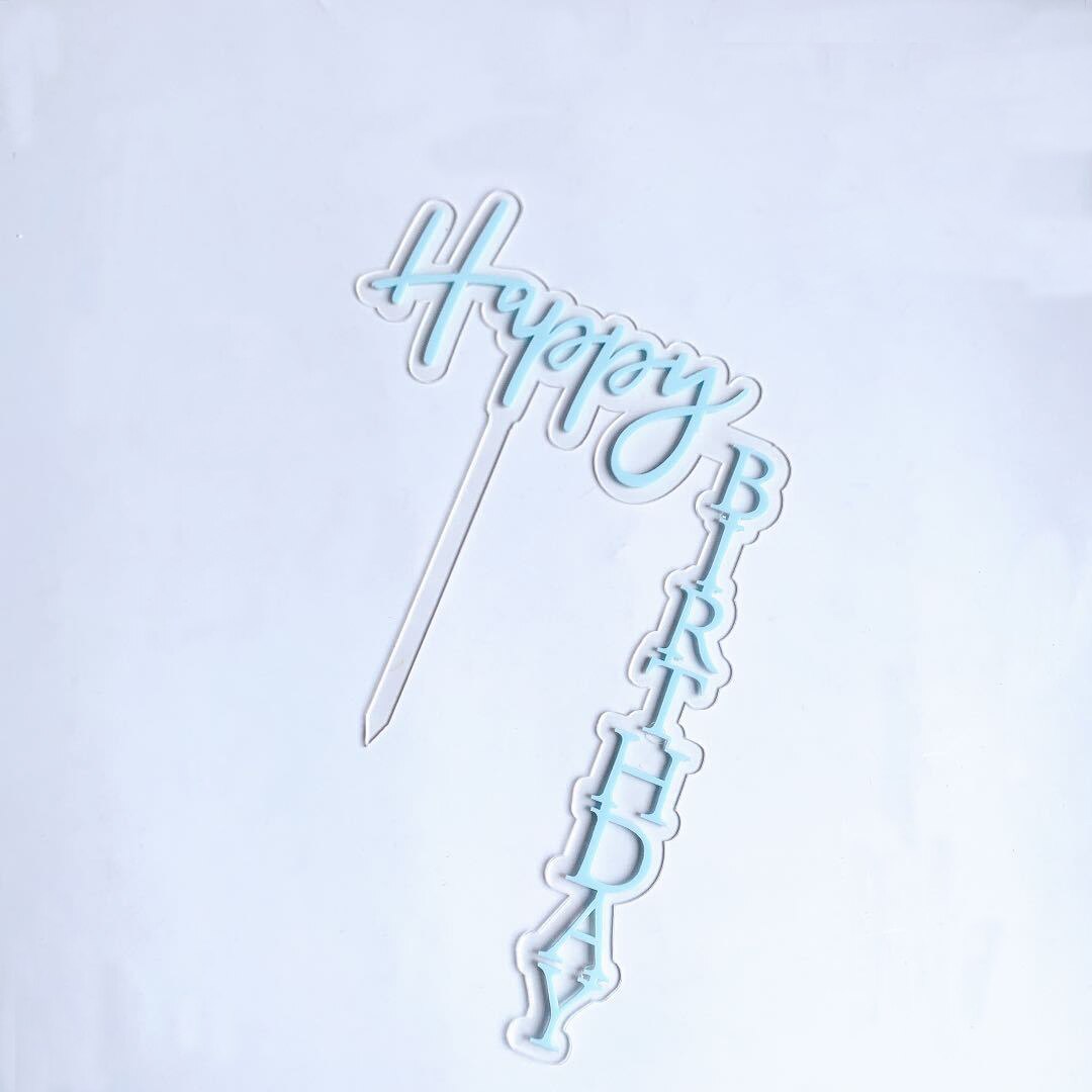 1pcs Happy Birthday Cake Topper Rose Gold Acrylic Vertical Gold Cake Topper For Birthday Party Cake Decorations: E