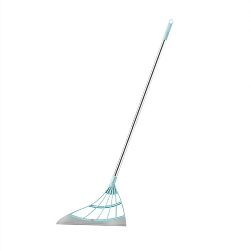 2-in-1 Broom Sweeper Easily Dry Floor Water Stains Remove Dirt Hair Glass Wiper Super Sweeper Broom Home Dormitory Cleaning Tool: Green Telescopic