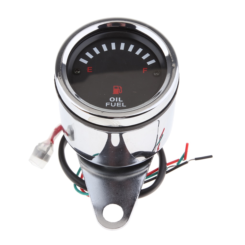 Chrome Bezel Motorcycle Oil / Fuel Level Gauge LED Light Indicator