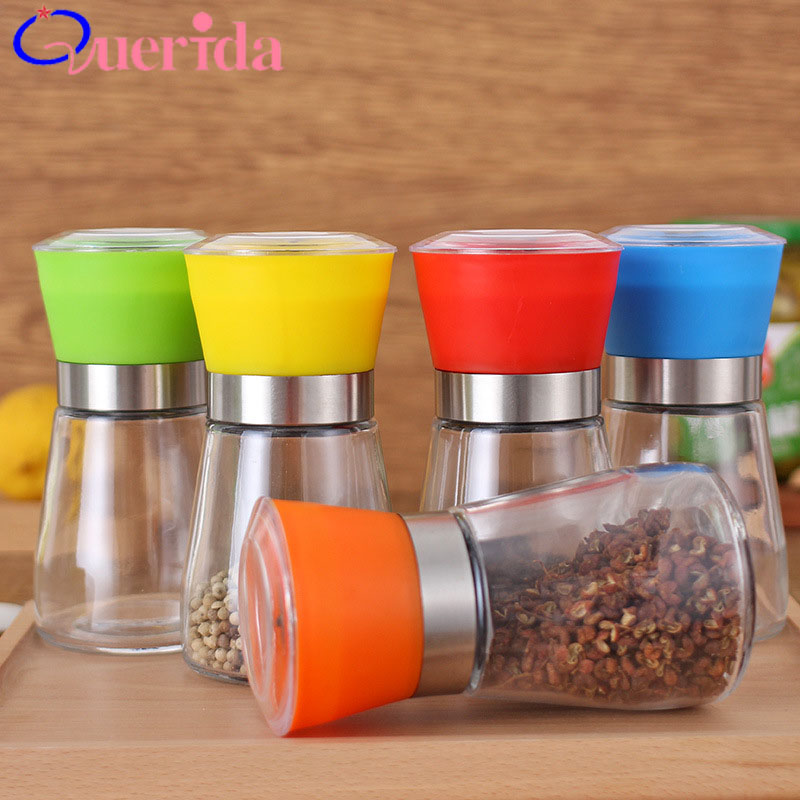 Pepperkvern kvern plast glass manuell salt urt krydder pepper mølle nøyaktig justerbar matlaging krydder møller kjøkkenverktøy