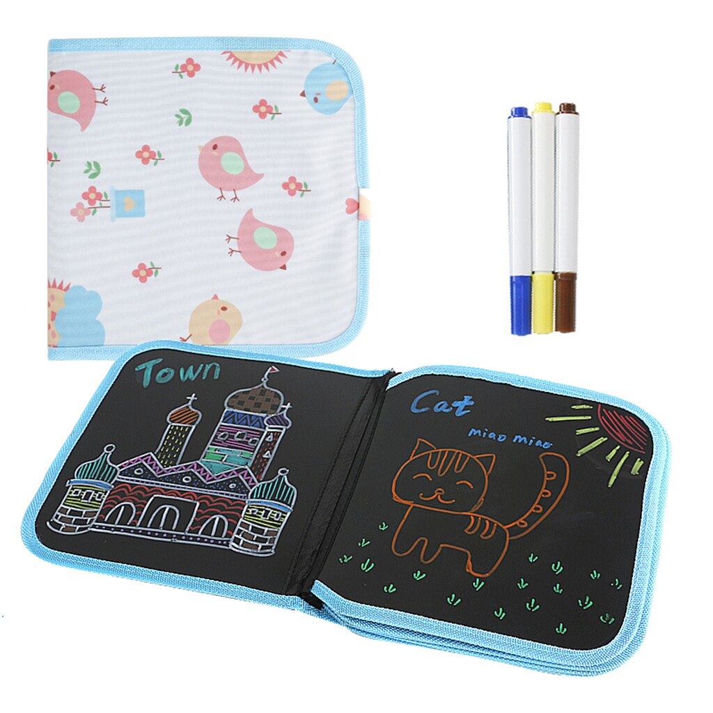 Draagbare Uitwisbare Tekentafel Kids Dubbelzijdige Herbruikbare Schetsblok Schilderkunst Boek: 3Pcs Pens