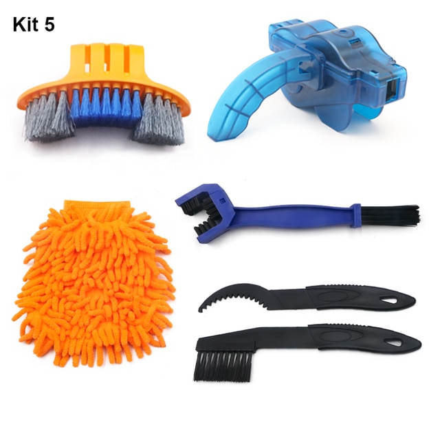 Bicycle Cleaning Kit Mountain Bike Chain Cleaner Scrubber Tire Brushes Washing Glove Cycling Maintenance Tool Accessories: Kit 5