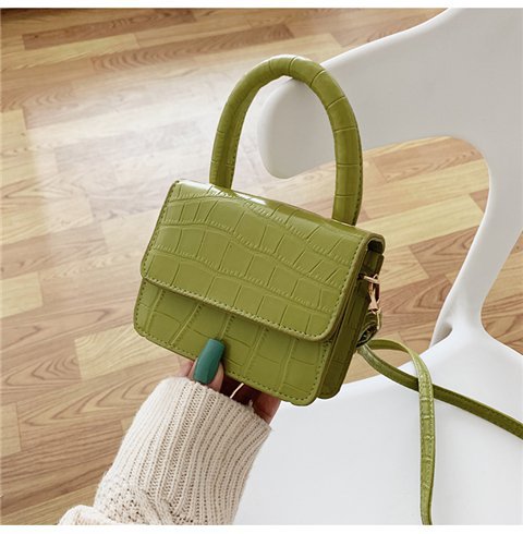 Damenhandtasche aus pu-leder, umhängetasche aus krokodilleder mit kette, Mini-quadrattasche: Grün