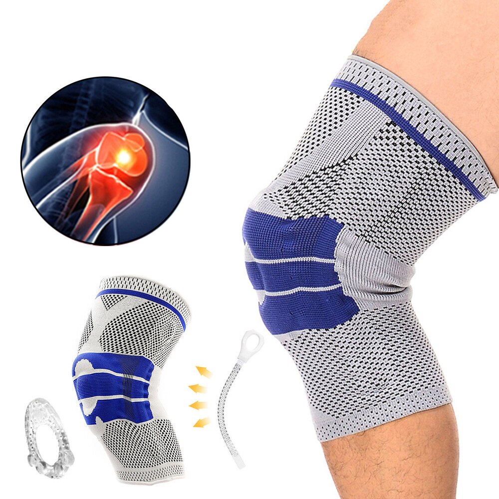 Enkele Fitness Hardlopen Fietsen Knie Ondersteuning Braces Elastische Nylon Sport Knie Pad Sleeve-Sized M (Grijs)