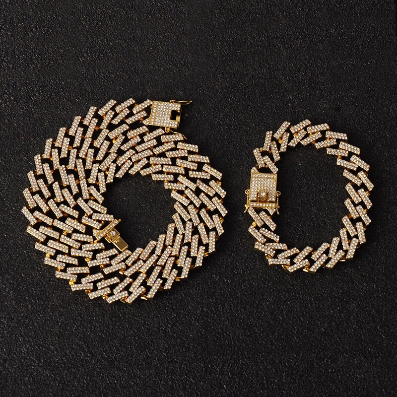 Hüfte hüpfen Halskette + Uhr + Armbinde Bling vereist aus Miami Zirkon Kubanischen Zinke Gepflasterte Strass Armbinde Halskette Für Männer schmuck: Gold Kette Braclet