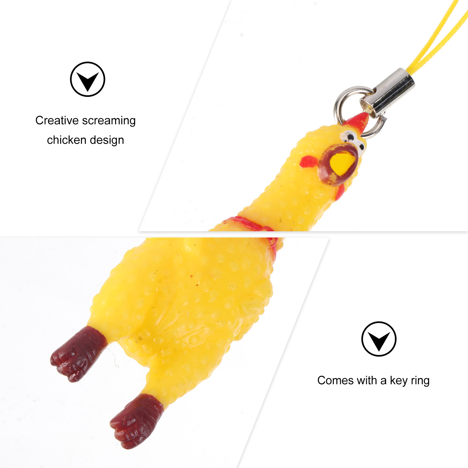 Chicken Keychain Rubber Screaming Squeaking Lanyard Squeeze Squeaky Chain Funny Pendant Key Keychainscharm Dog Minichains Toy