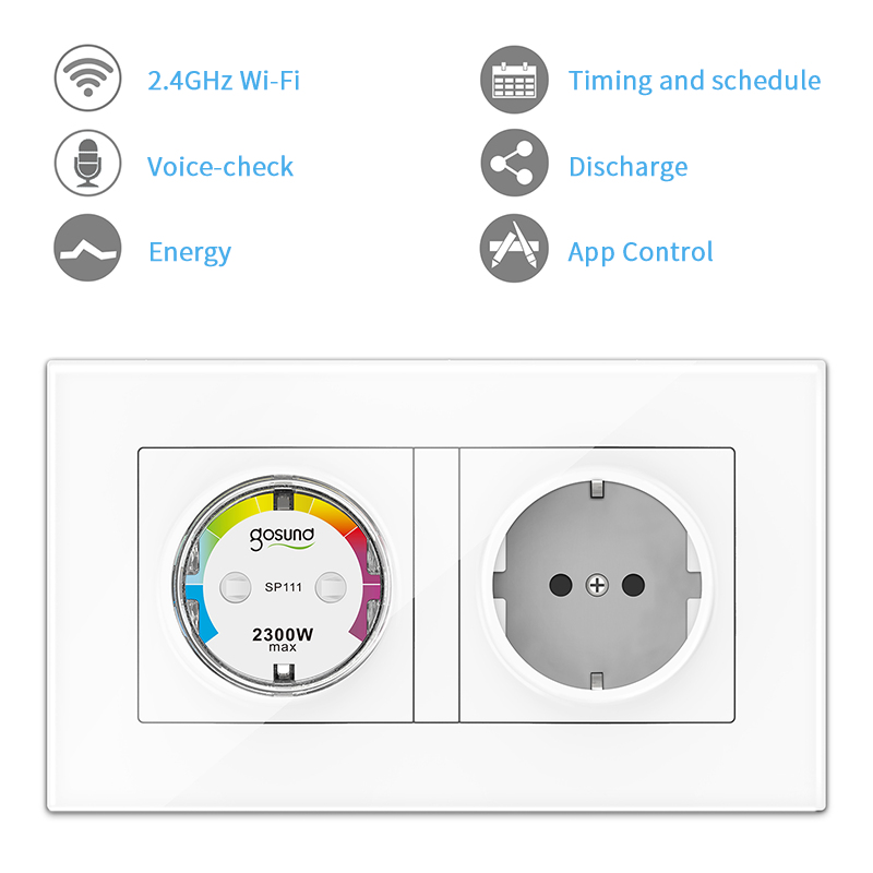 Tuya Gosund – prise intelligente WiFi, adaptateur ue 10A 220V, télécommande vocale sans fil, moniteur d&#39;alimentation, minuterie, pour Alexa Google Home