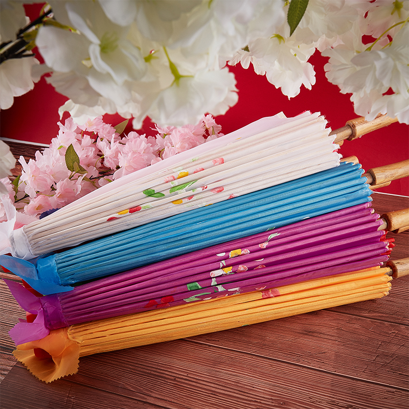 Paraguas de tela de seda de 82/84cm para mujer, paraguas de danza antigua con flores de cerezo japonesas, paraguas decorativo de papel al óleo de estilo chino