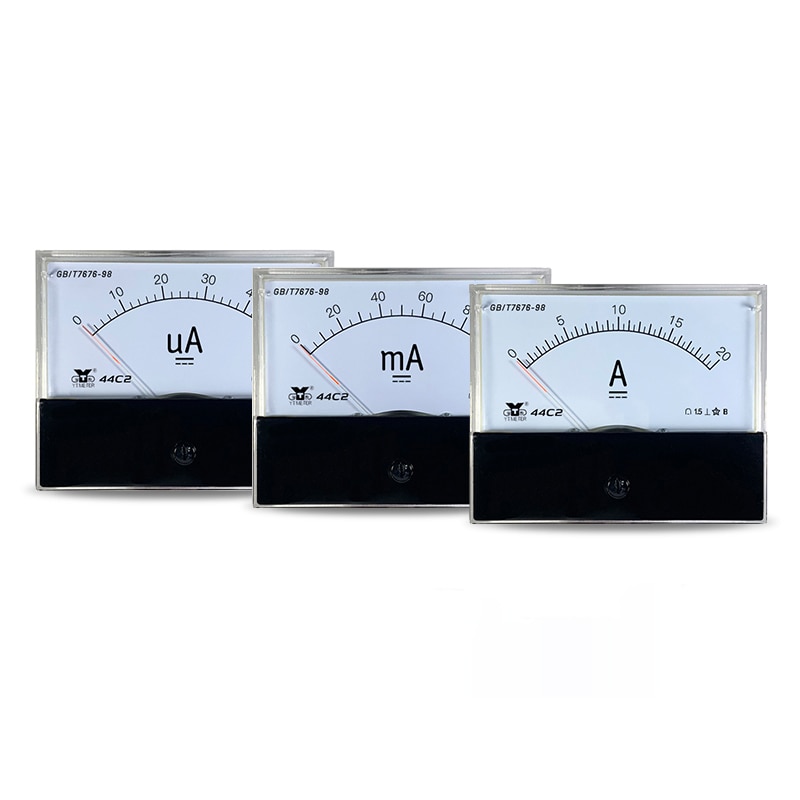 44C2 DC Analog Panel Voltmeter Ammeter Amp Volt Meter Gauge 100mA 300mA 500mA 500uA 1A 2A 3A 5A 10A 15A 20A