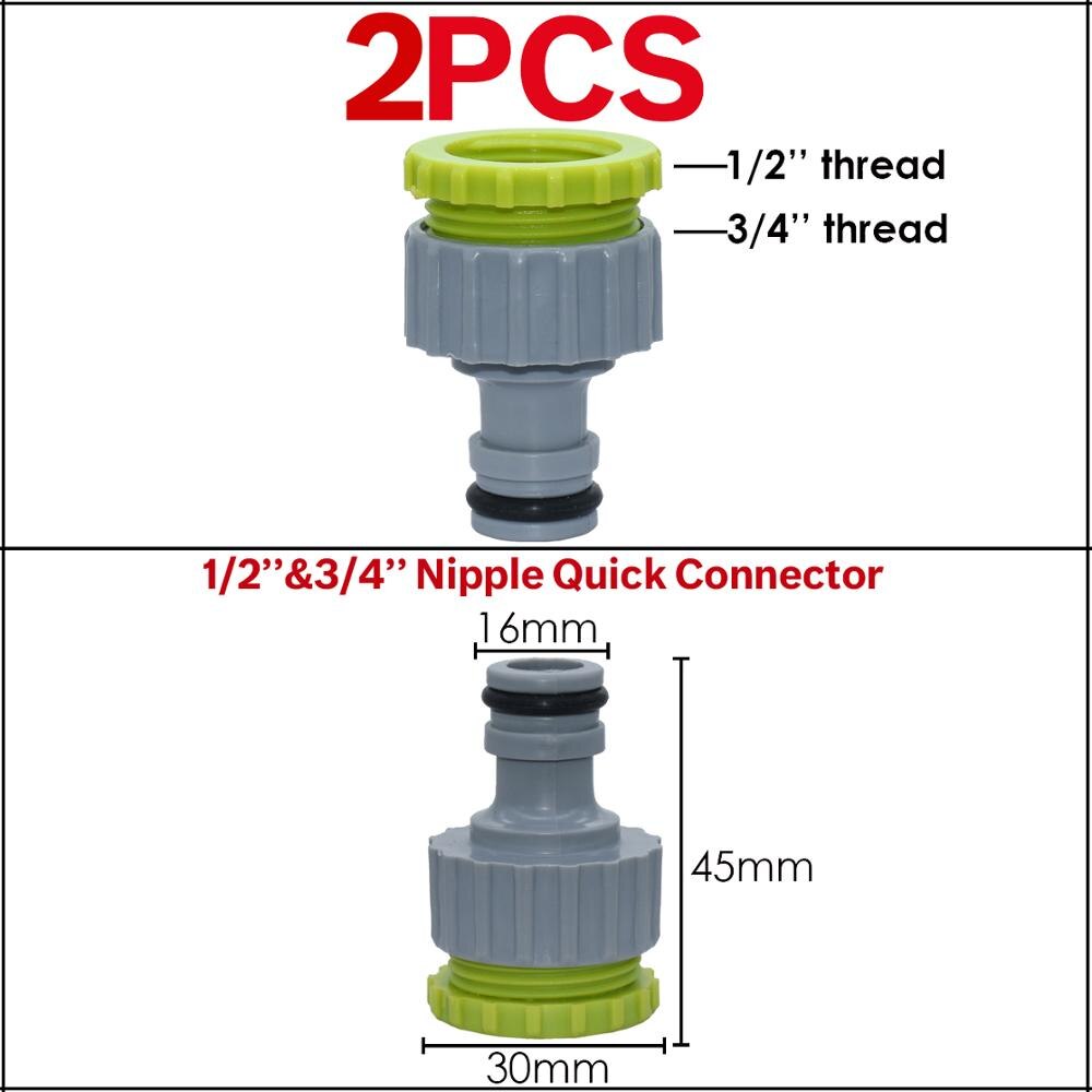 KESLA Garden Sprinkler Hose Connector Y Splitter 2-Way Valve Adapter Quick Connector 3/4''&16mm&4/7mm Quick Connector Fittings: green