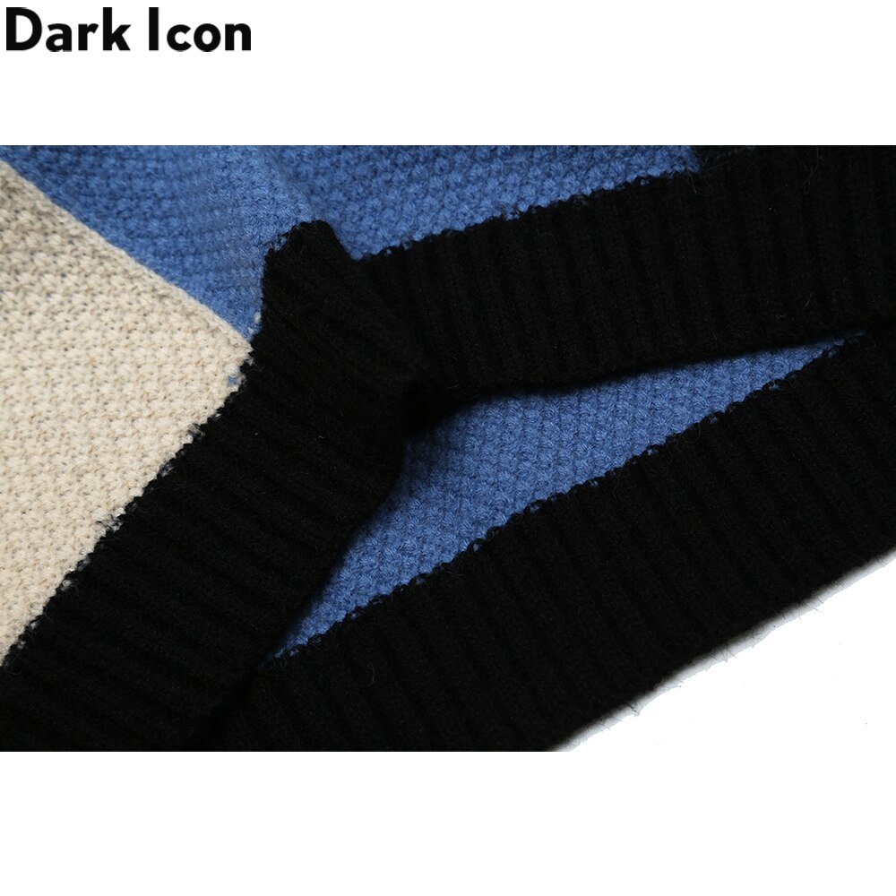 Dark Icon Plaid Knitwear Sweater Men Women Round Neck Vintage Men's Sweaters Street Sweaters for Man