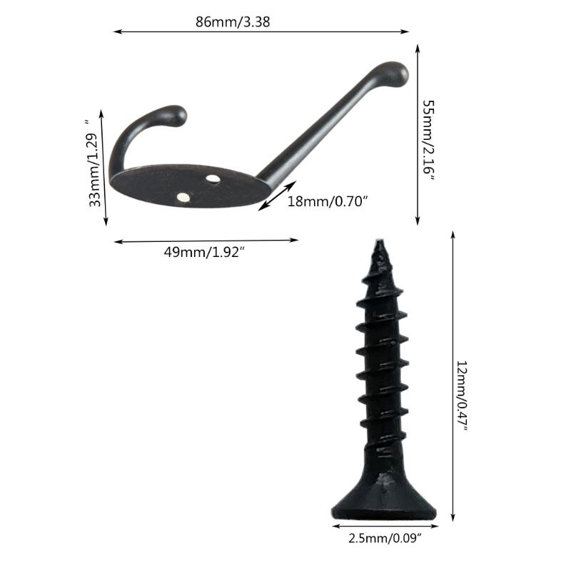9- pack kappkrokar väggkrokskyddad väggmonterad för mössa hårdvara dubbel klädsel retro klädhängare med 20 skruvar （svart / guld）