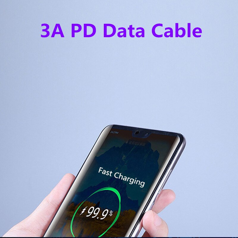 60W Usb C Naar Usb Type C Kabel Usbc Pd Snelle Charger Cord USB-C Type-C Nylon Kabel voor Huawei Xiaomi Mi 10 Pro Samsung S20 1M 20Cm