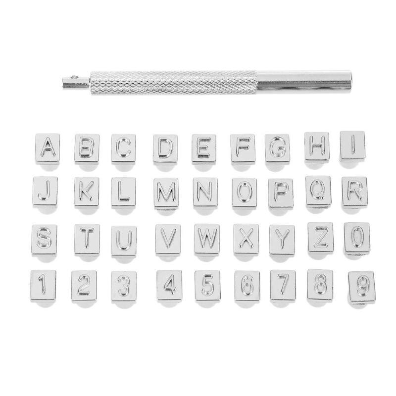 26 stk træ læder stansning stempel sæt kulstofstål metal alfabet frimærker metal alfabet frimærker hjem håndværk tilbehør brev: 36 stk. brev