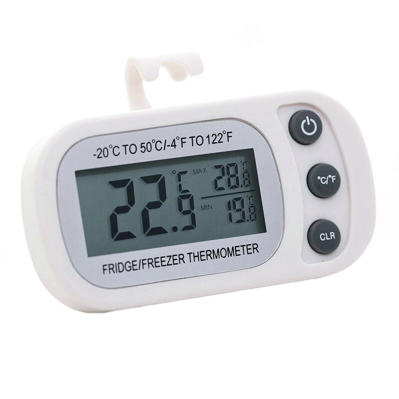 Digital Waterproof Refrigerator Freezer Room Thermometer Max/Min Record Function with Large LCD Display: White