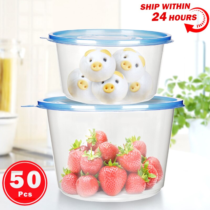 50 Pcs Lunchbox Herbruikbare Bento Box Maaltijd Lunchbox Microwavable Containers Lunchbox Materiaal Microwavable Servies Lunchbox