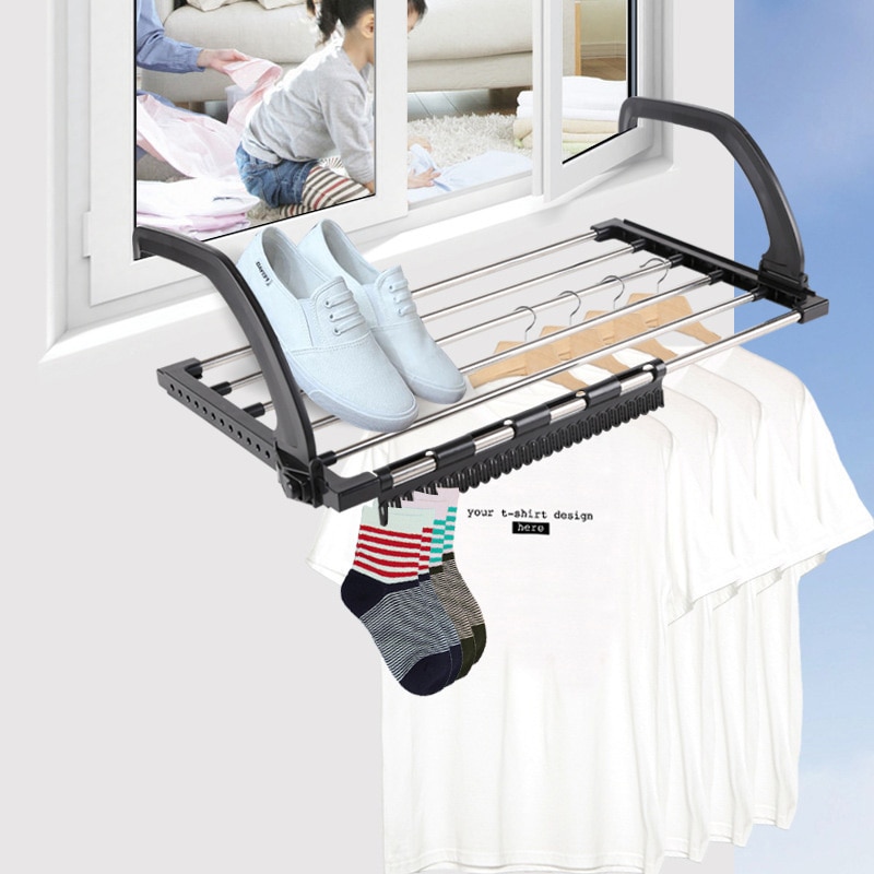 Tørrestativ til tøj vindue udendørs altan vaskeri håndklædestativ vindueskarm gelænder korridor klædedragt hængende tørrestativ