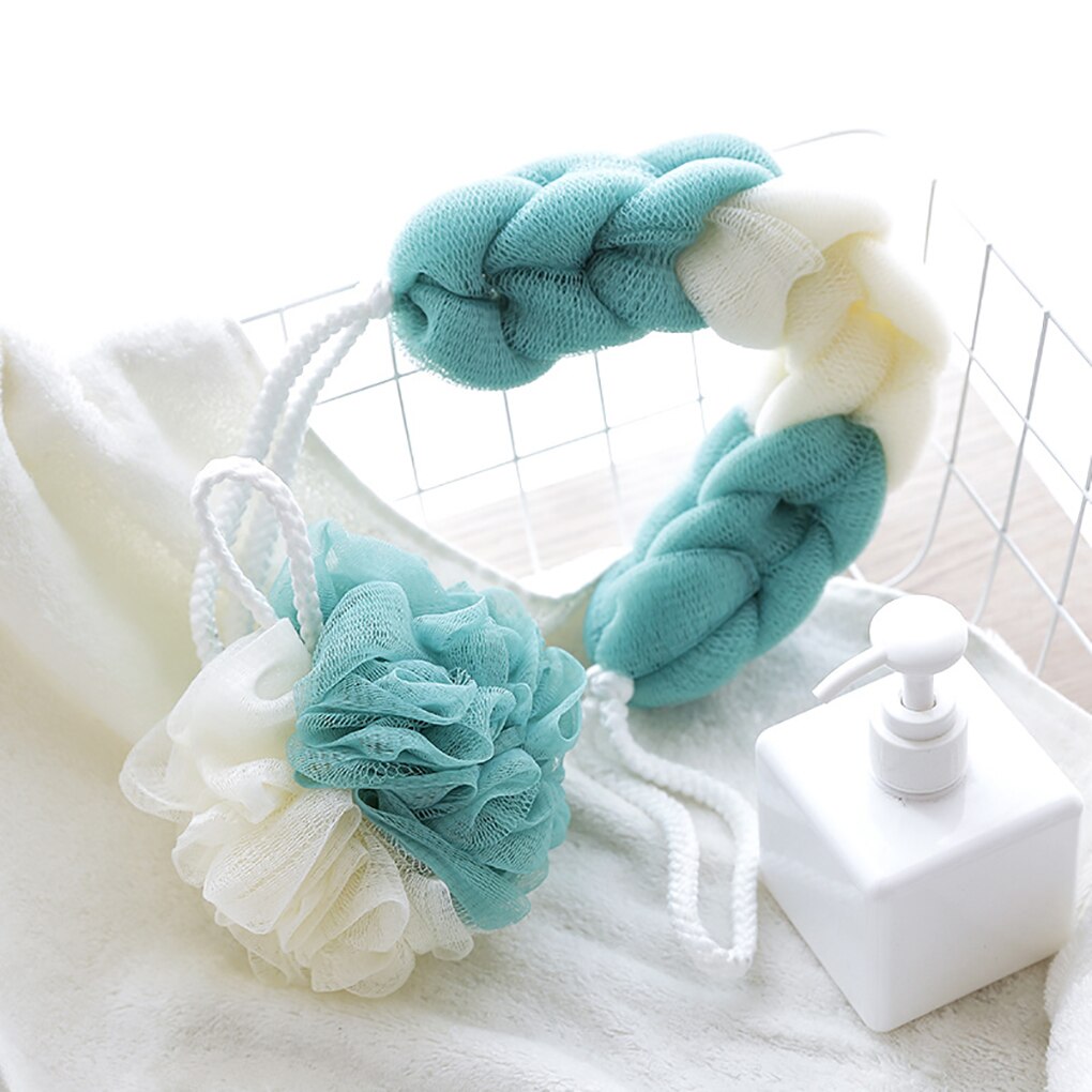 2pcs Bath Flower Bath Strip Set Bath Ball Bath Flower Wash Back Towel Scrubber Body Cleaning Mesh Shower Wash Supplies